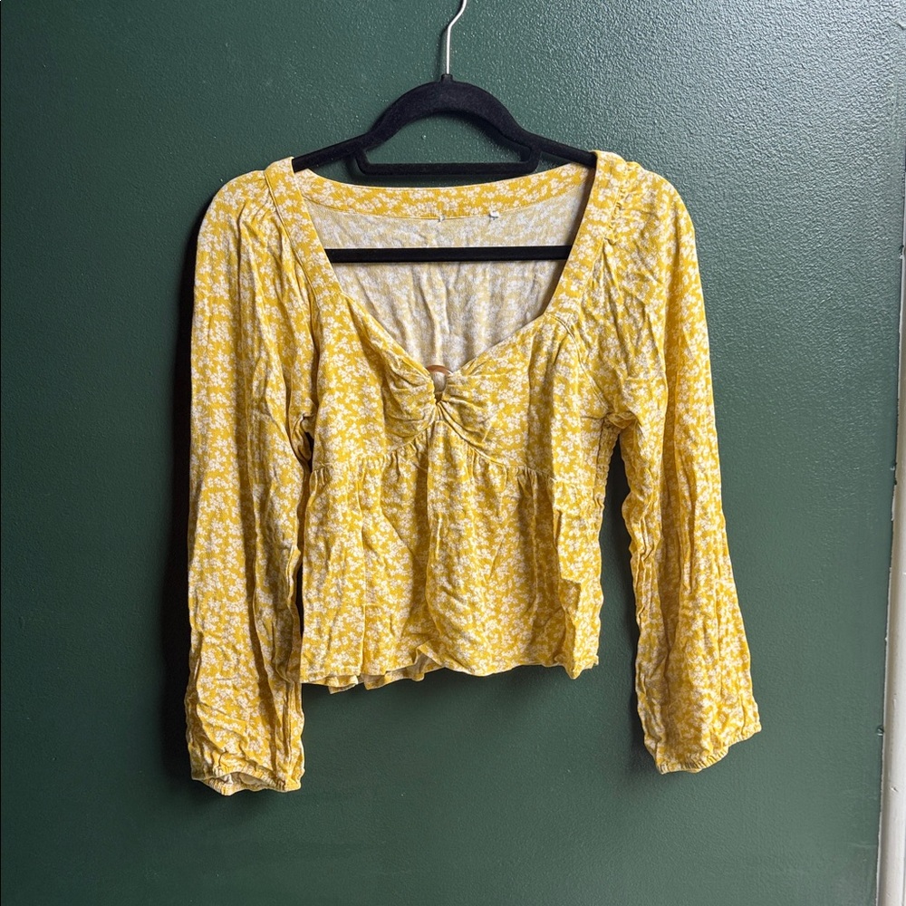 Source Unknown Yellow Floral Blouse